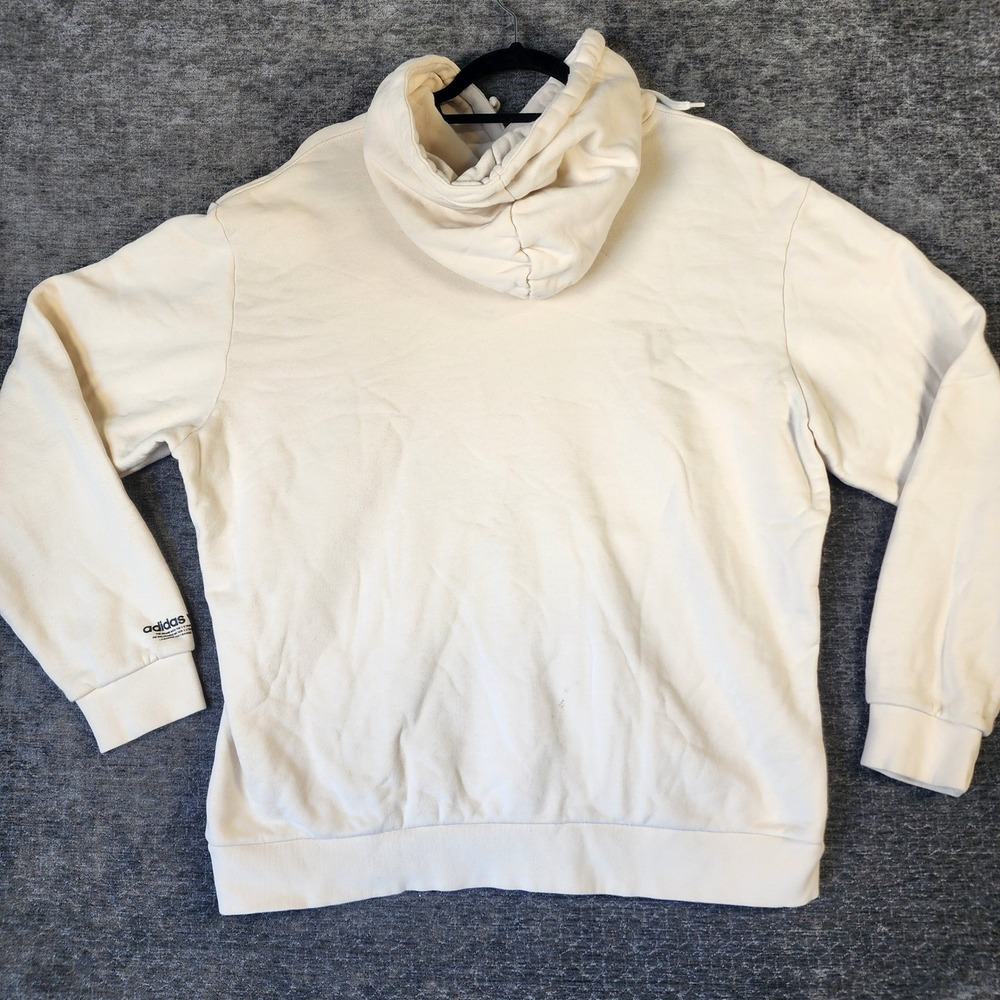 Adidas Hoodie Mens XL Cream Good Rainbow Trefoil Graphic Pullover Sweatshirt - Picture 7 of 11